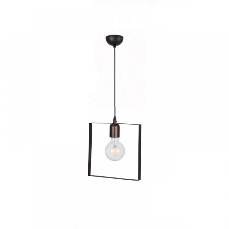 NG Lighting Κρεμαστό Φωτιστικό Οροφής Χειροποίητο Τετράγωνο Μεταλλικό Σκουριά Μονόφωτο Ε27 25x25cm 2024082